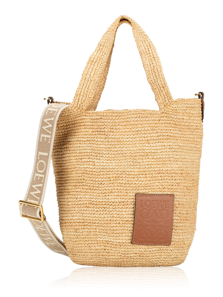 Raffia Slit Mini Tote Natural Tan