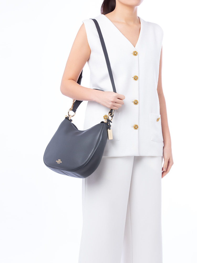 F54446 Mae Leather Hobo Navy