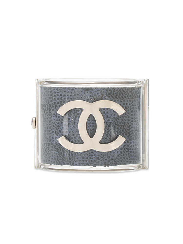 Plexiglass Sequin CC Cuff Bracelet Blue