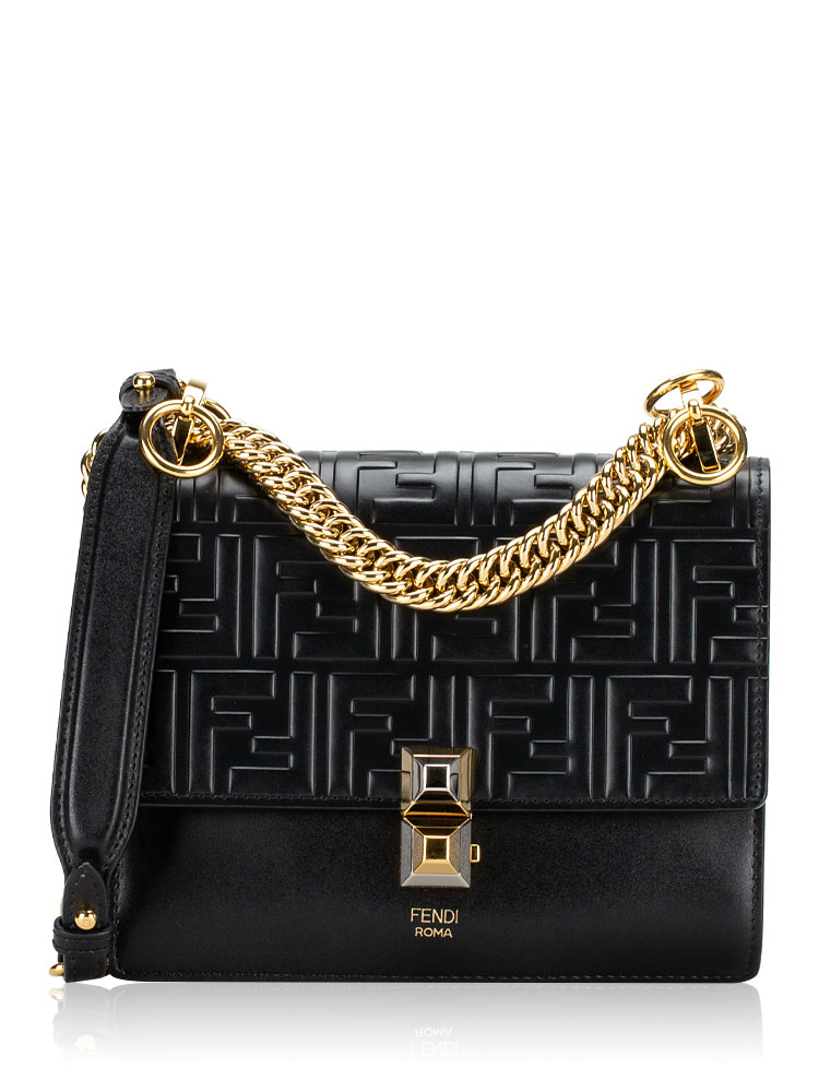 Vitello Liberty FF 1974 Embossed Kan I Small Shoulder Bag Black