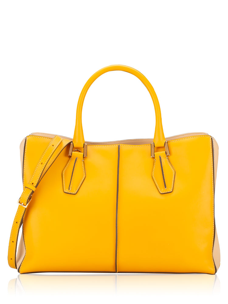 D-Cube Two-Tone Medium Tote Yellow Beige