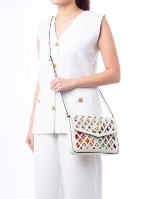 Flora Infinity Cutout Shoulder Bag White Multicolor