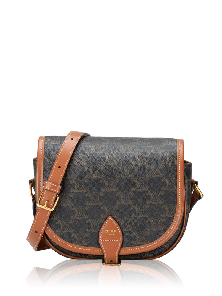 Triomphe Canvas Folco Medium Shoulder Bag Tan