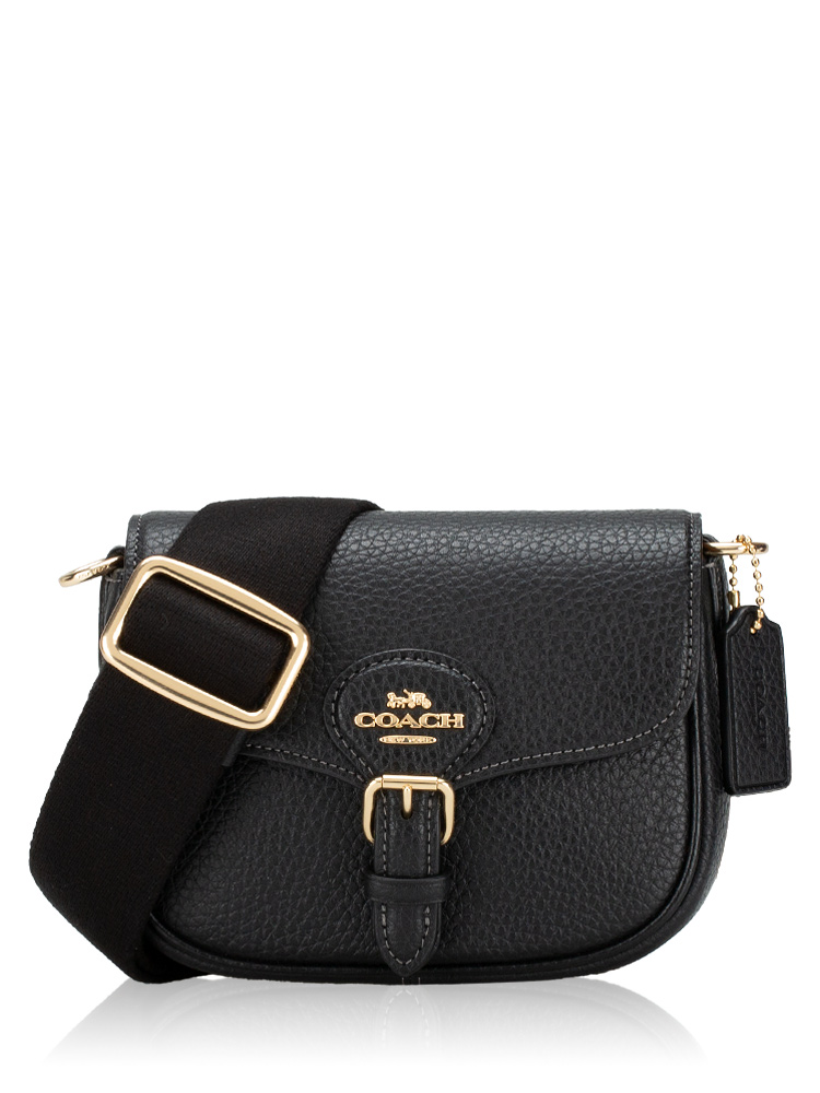 CP001 Amelia Leather Small Saddle Bag Black