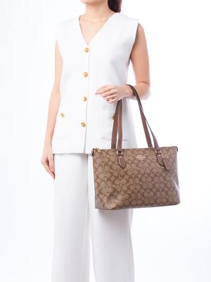 CH504 Signature Gallery Tote Khaki Saddle