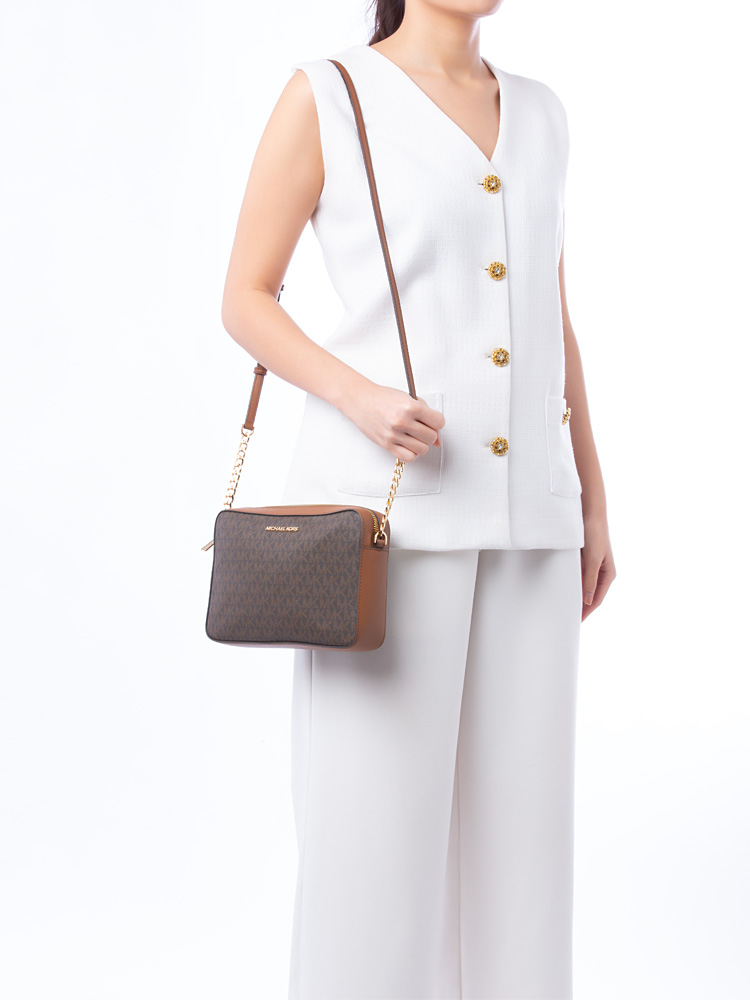 Jet Set Item Signature Large Crossbody Brown Luggage