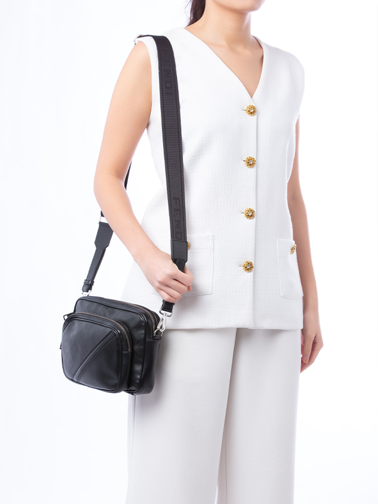 Vitello Grace Shadow Diagonal Duo Camera Bag Nero