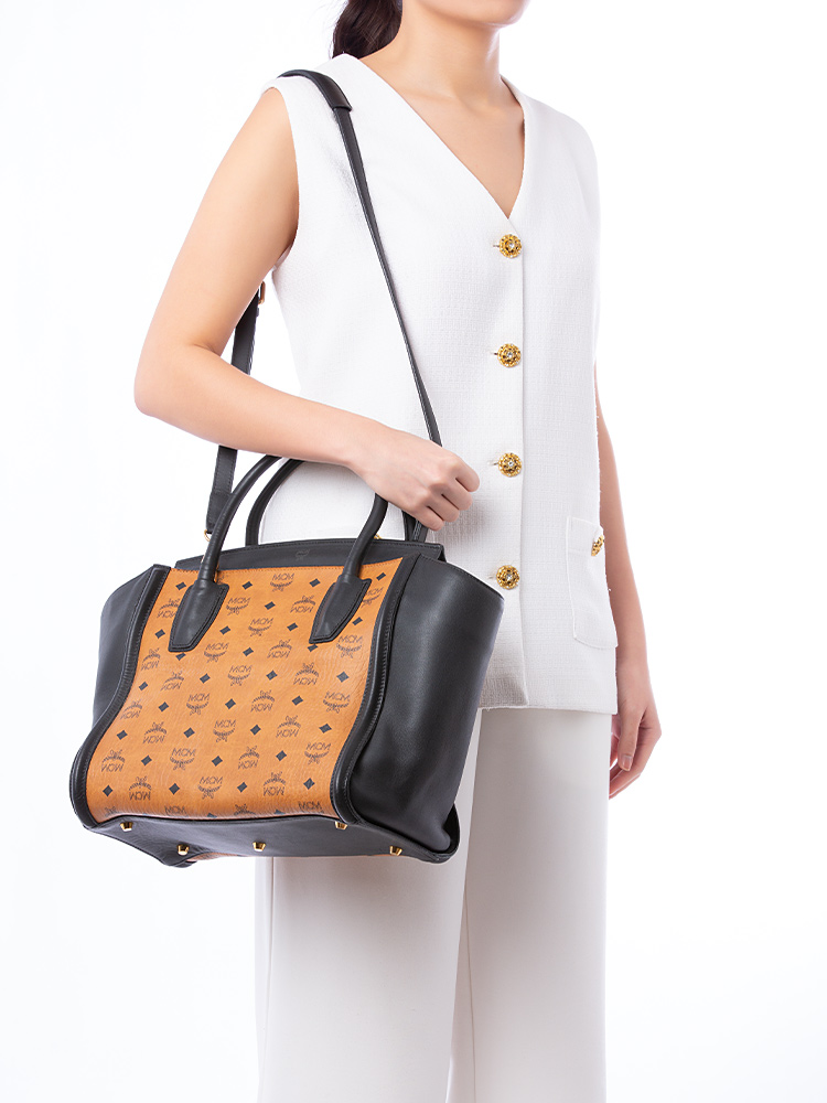 Visetos Kathy Medium Tote Cognac Black