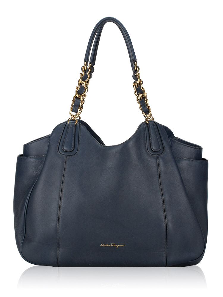Calfskin Melinda Shoulder Bag Blue