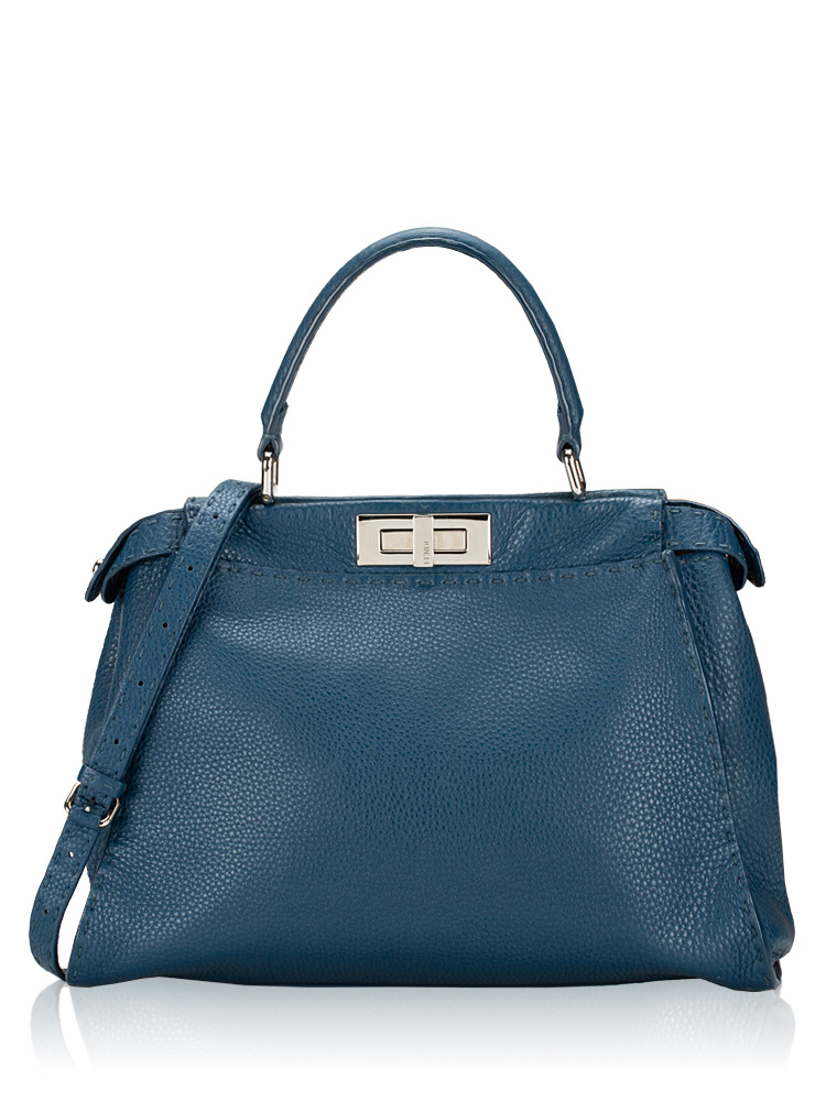 Cuoio Romano Selleria Bi-Color Peekaboo Medium Satchel Blue