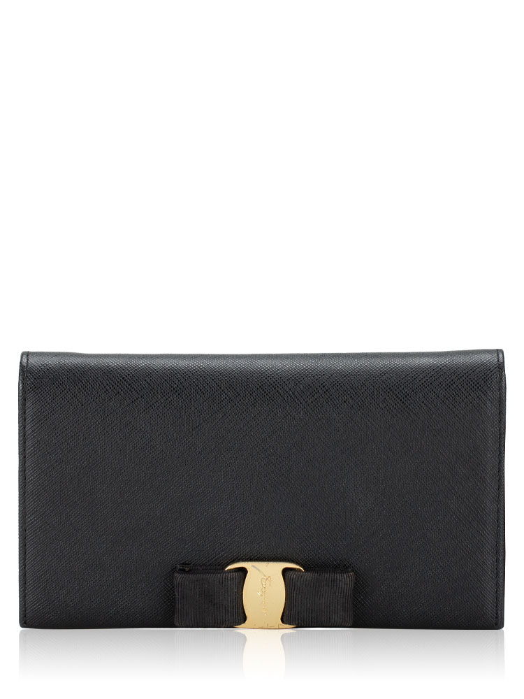 Vintage Saffiano Vara Bow Wallet Black