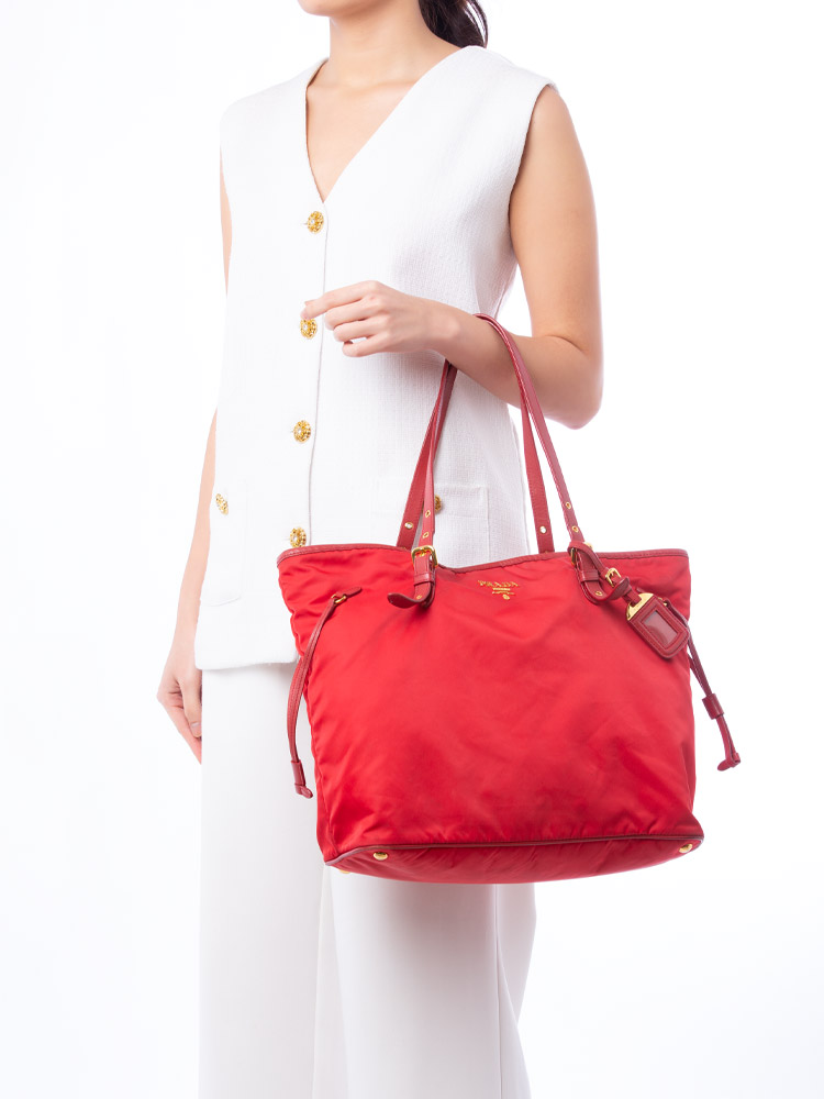 BR4997 Tessuto Saffiano Tote Rosso