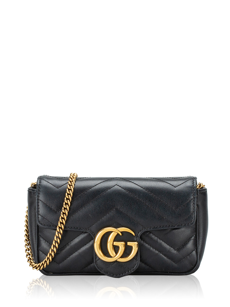 GG Marmont Matelasse Super Mini Flap Shoulder Bag Black