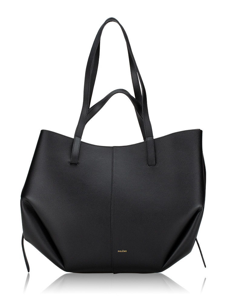 Textured Calfskin Cyme Tote Noir