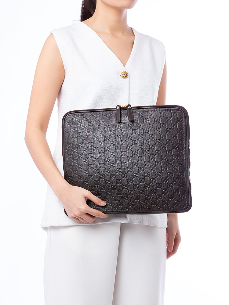 Guccisima Zip Laptop Case Ebony