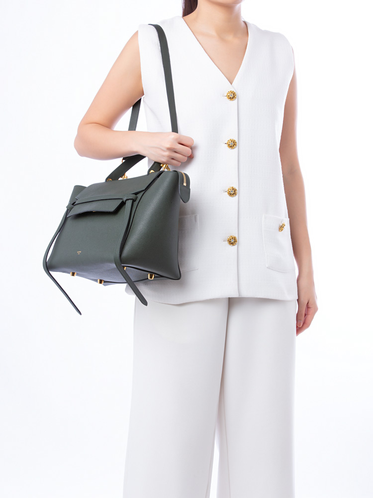 Grained Calfskin Mini Belt Bag Dark Forest