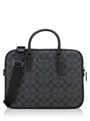 Men CJ630 Signature Canvas Liam Compact Briefcase Charcoal