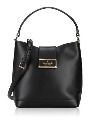 Reegan Smooth Leather Bucket Bag Black