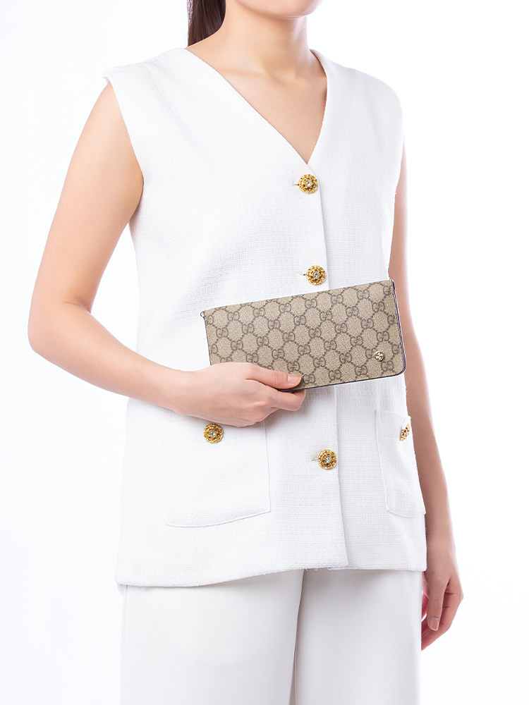 Soho Zip Wallet Beige Coral