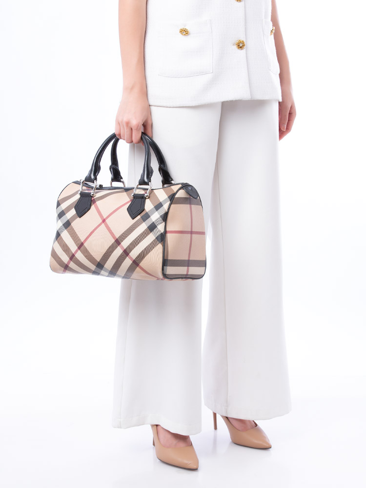 Supernova Check Bowling Bag Beige Black