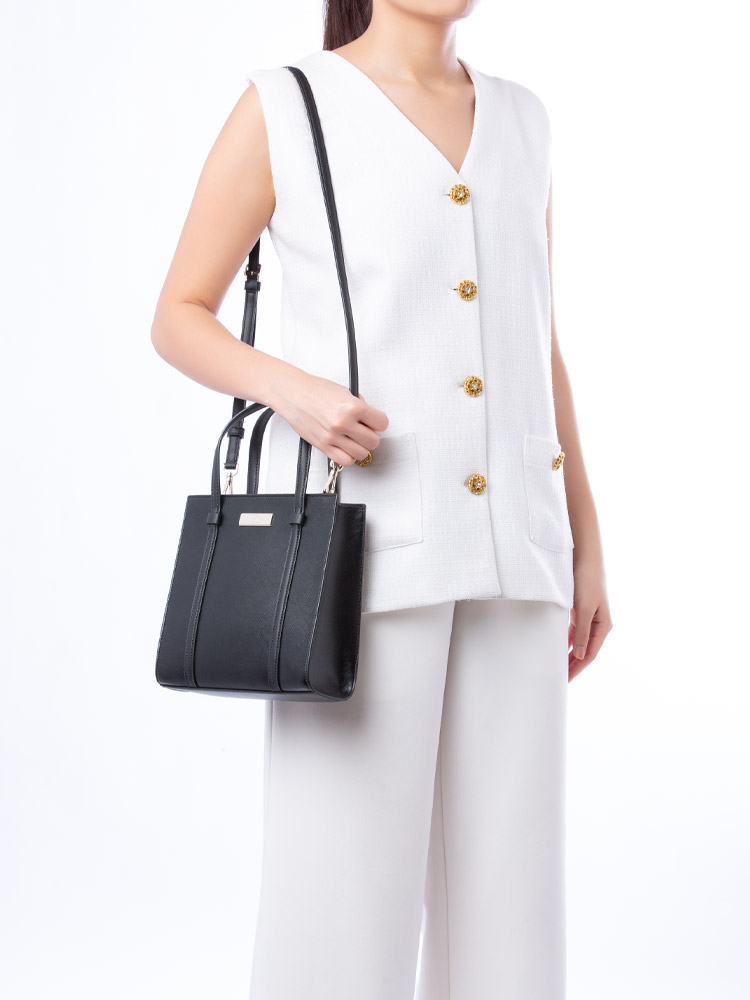 Kenzie Leather Small Tote Black