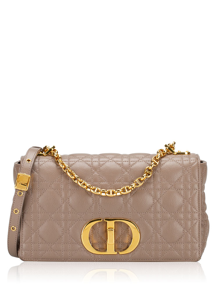Calfskin Cannage Medium Caro Bag Taupe