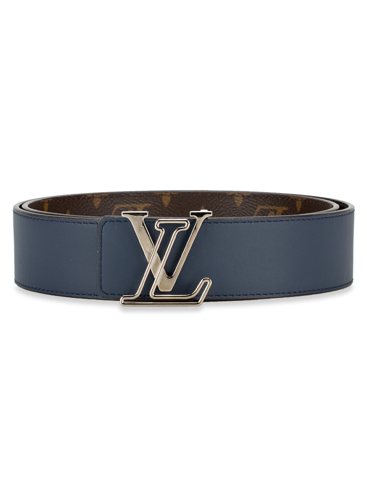 Monogram Calfskin 40mm LV Line Reversible Belt Blue Sz 90