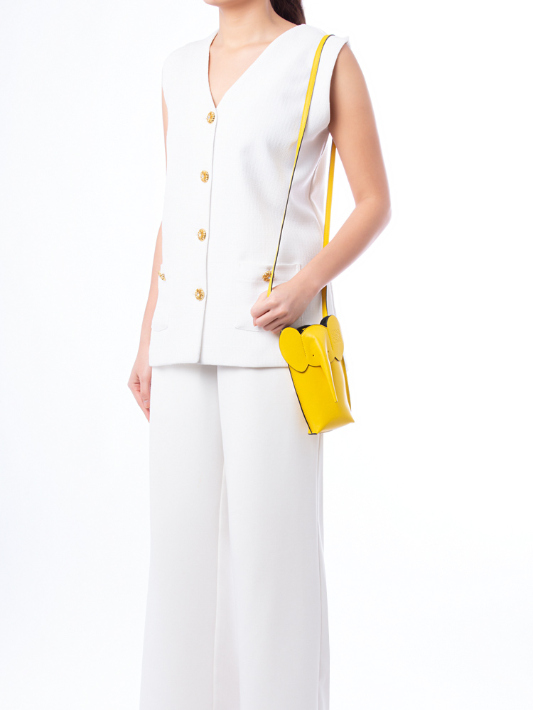 Calfskin Elephant Phone Crossbody Yellow