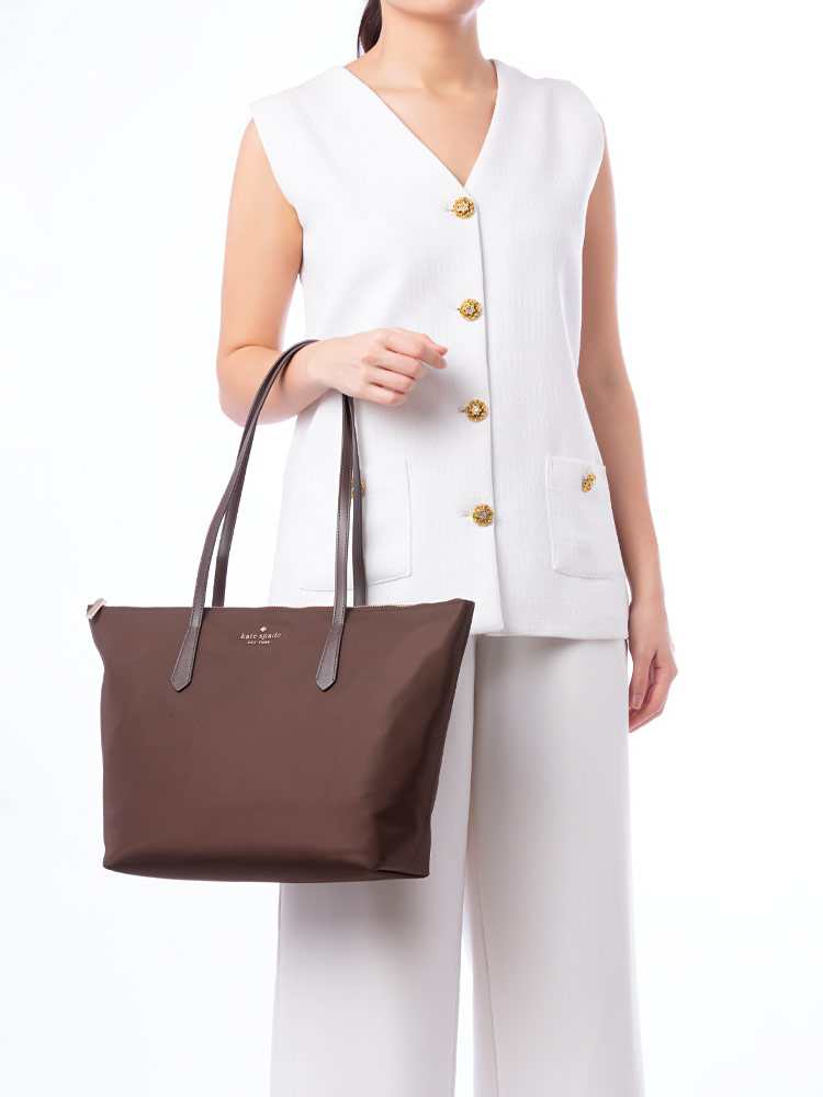 Kitt Nylon Large Tote Hot Fudge