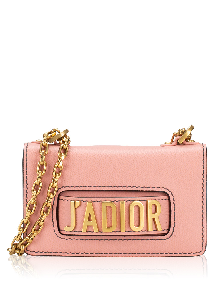 Grained Calfskin J'Adior Mini Chain Flap Bag Blush