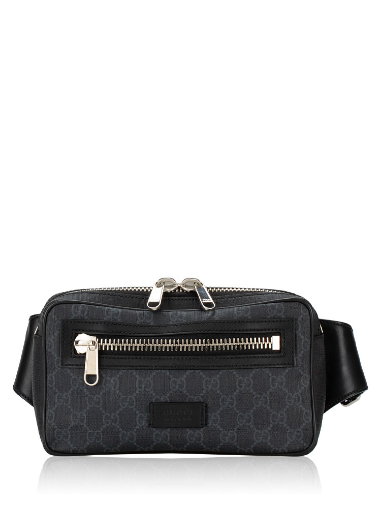 Men Soft GG Supreme Web Belt Bag Black Grey
