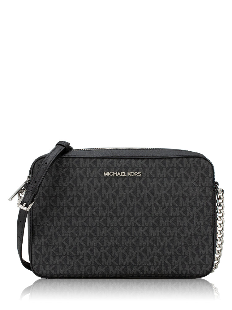 Jet Set Item Signature Large Crossbody Black Silver