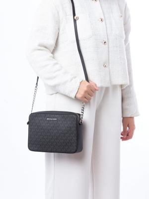 Jet Set Item Signature Large Crossbody Black Silver