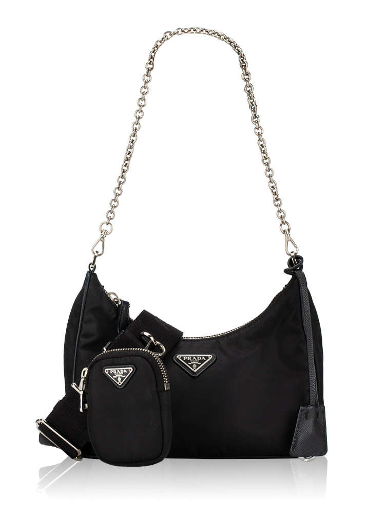 Tessuto Saffiano Re-Edition 2005 Multi Pochette Shoulder Bag Nero