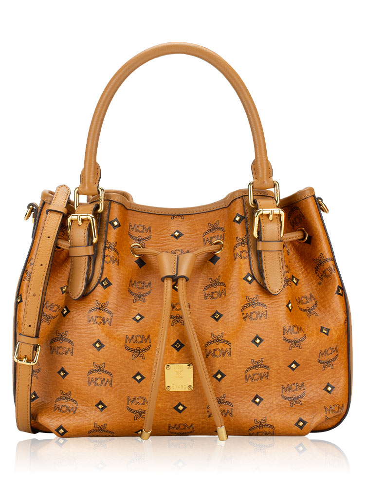 Visetos Studded Bucket Bag Cognac
