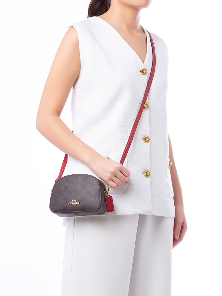 2628 Signature Serena Mini Crossbody Brown Red