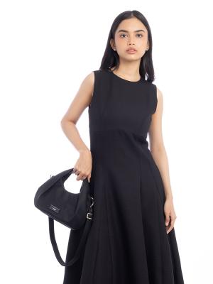 Carter Nylon Pleated Small Crossbody Black