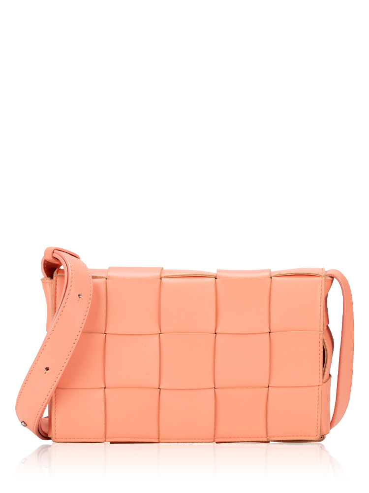 Nappa Maxi Intreccio Cassette Crossbody Peach