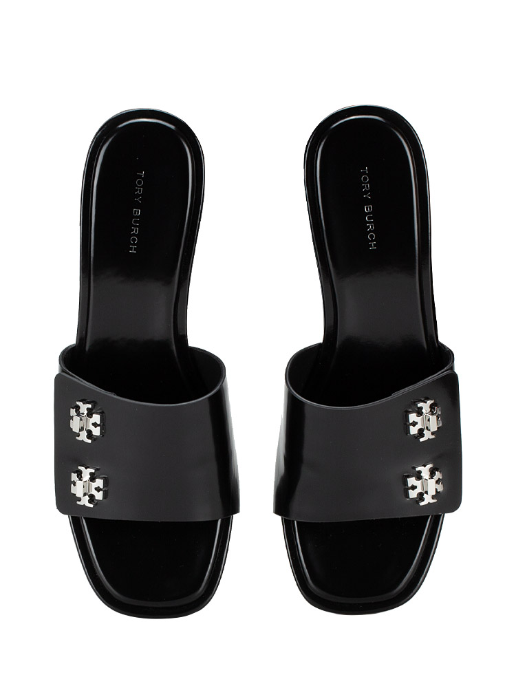 Turnlock Leather 60mm Wedge Sandal Black Sz 8