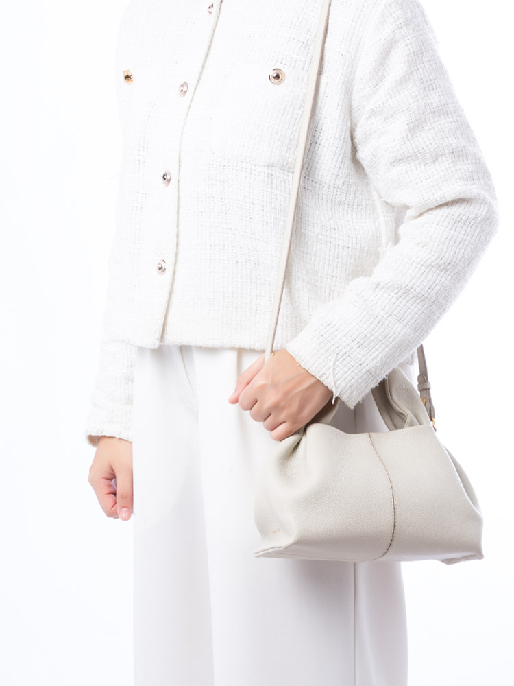 Textured Calfskin Numero Neuf Mini Chalk