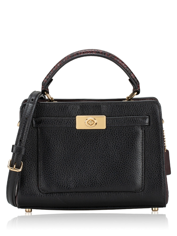 C8688 Lane Leather Mini Top Handle Bag Black