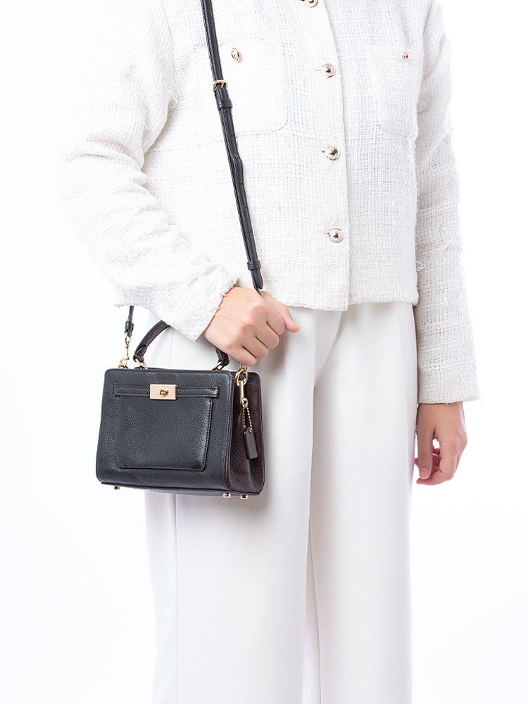 C8688 Lane Leather Mini Top Handle Bag Black