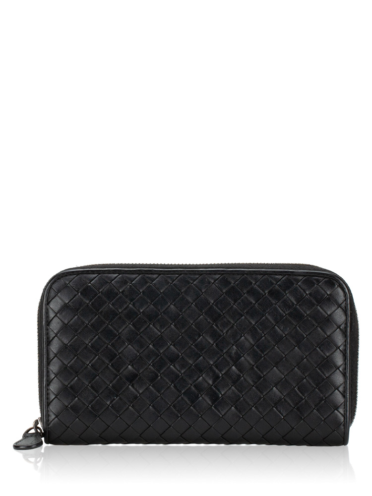 Nappa Intrecciato Zip Wallet Black