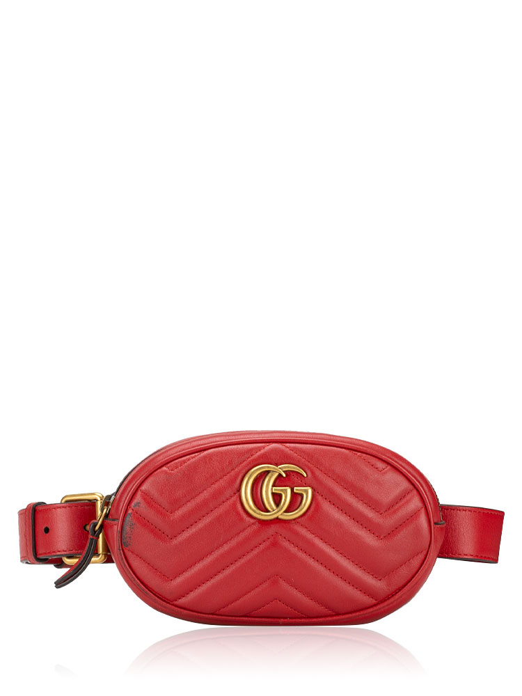GG Marmont Matelasse Belt Bag Hibiscus Red Sz 85