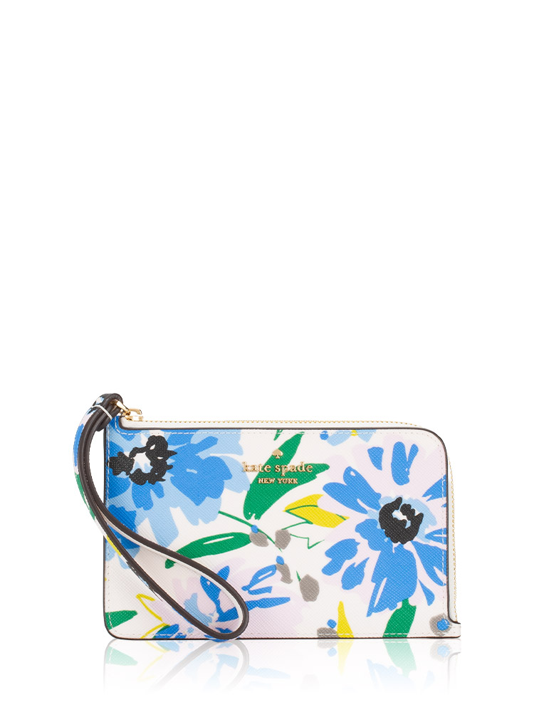 Lucy Floral Small L Zip Wristlet Cream Multi