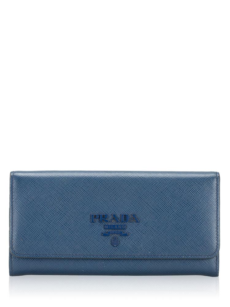 1MH132 Saffiano Metal Continental Wallet Bluette