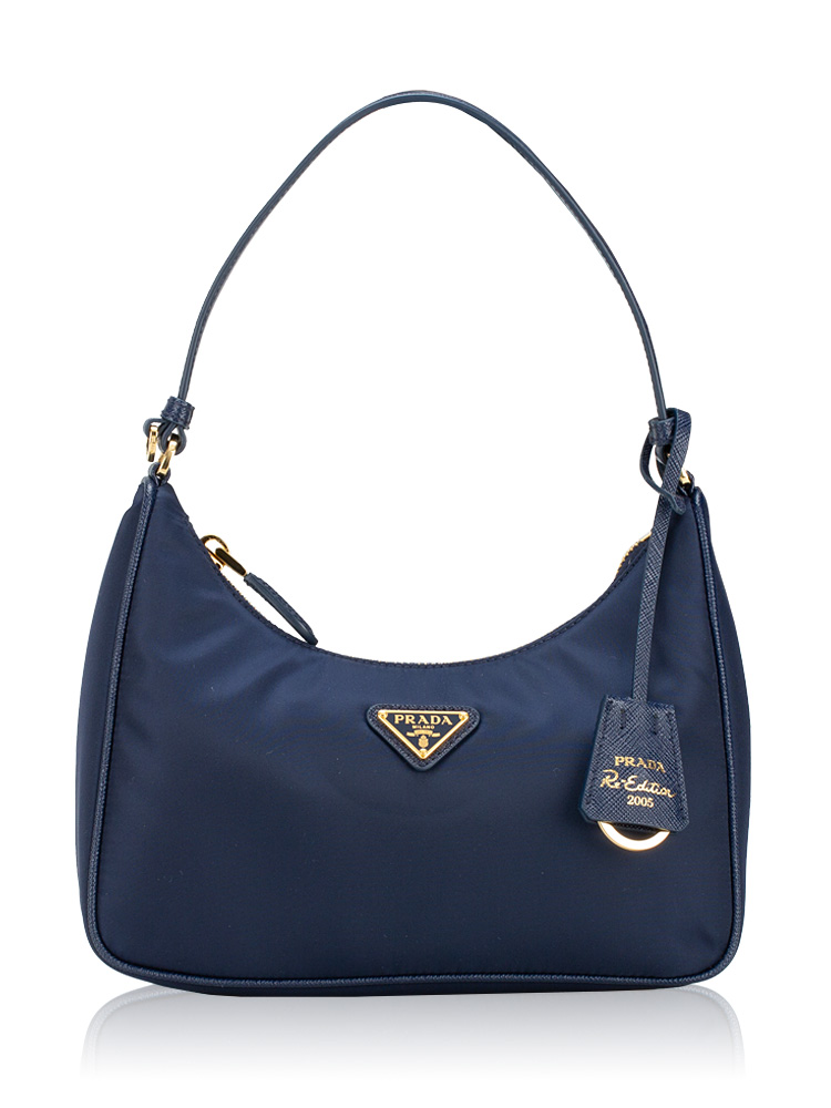 Re-Nylon Saffiano Re-Edition 2005 Mini Hobo Navy