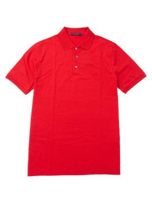 Men Classic Short Sleeve Pique Polo Red Sz L