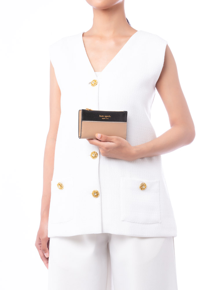 Morgan Colorblocked Small Slim Bifold Wallet Cafe Mocha Multi