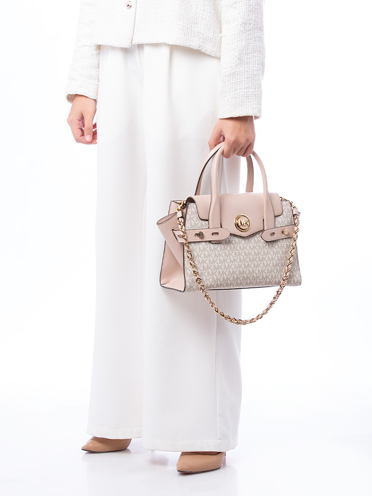 Carmen Signature Medium Belted Satchel Powder Blush Multi